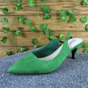 Greaton U Women's Green Fabric Slingback Heels Size 7.5 Pointed Toe Dressy